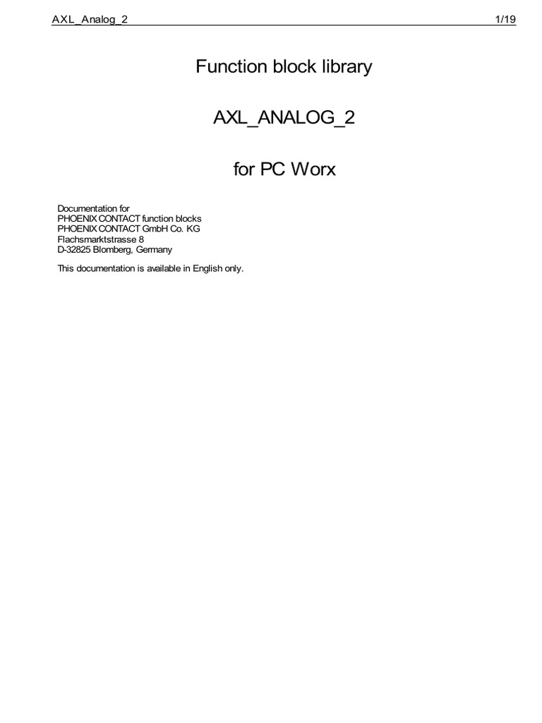 Phoenix contact axl analog 2 function block library documentation pdf