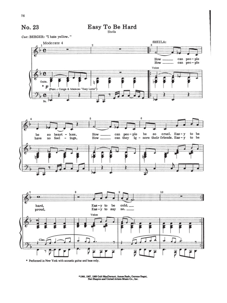 Easy To Be Hard (Hair) PDF