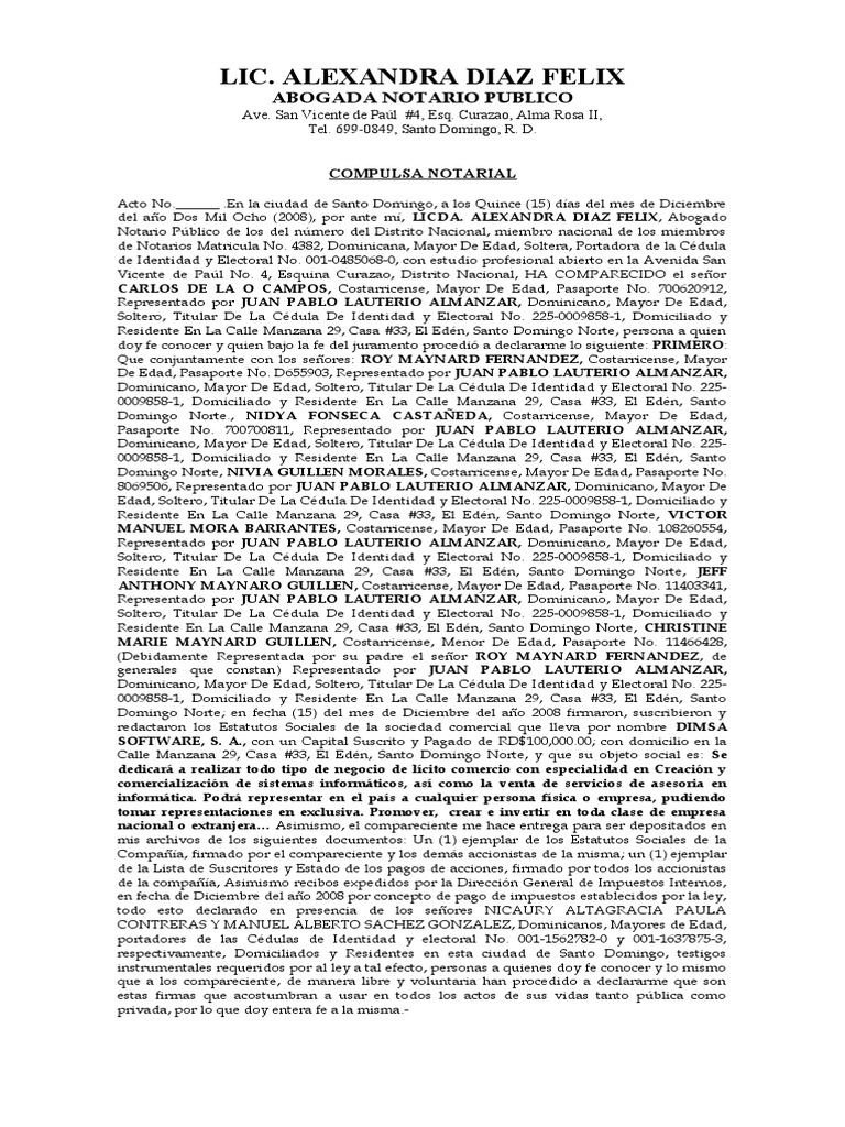Modelo de Compulsa Notarial RD | PDF | República Dominicana