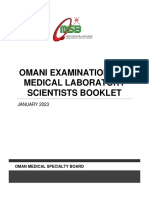 Omani Examination For Medical Laboratory Scientists Booklet: JANUARY 2023