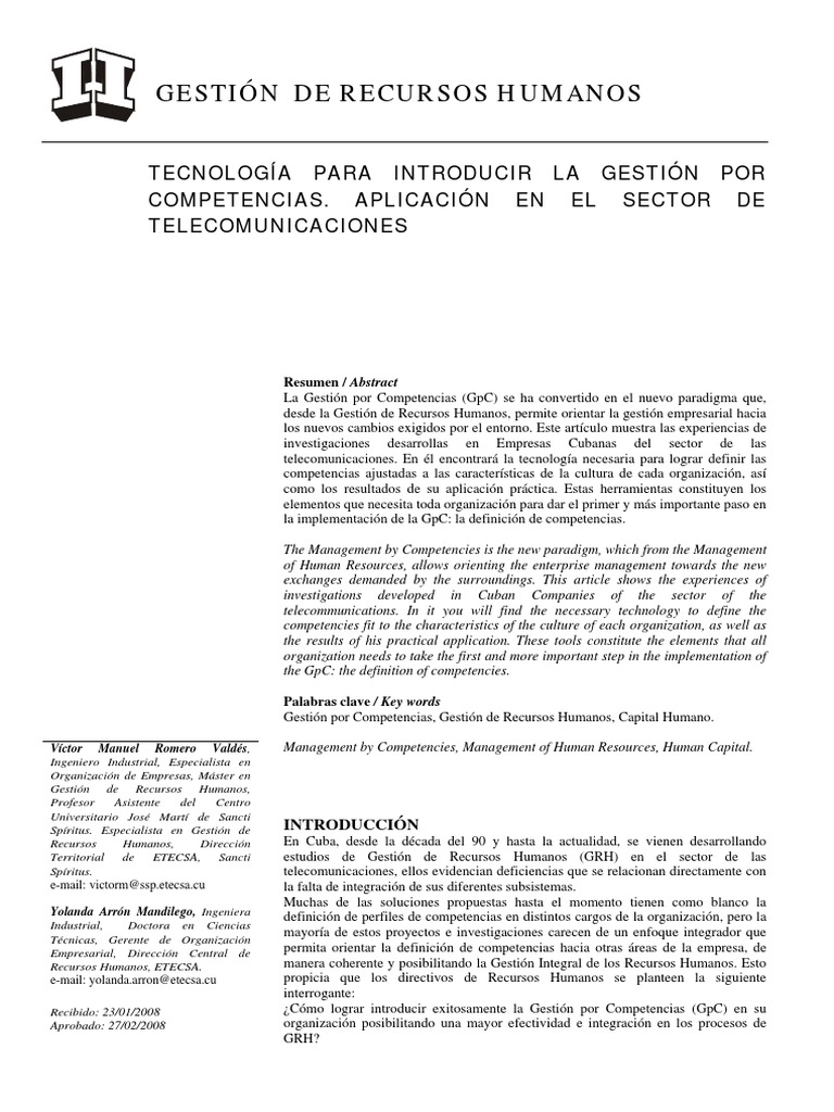 Tecnologia para Introducir La Gestión Por Competencias | PDF | Gestión ...
