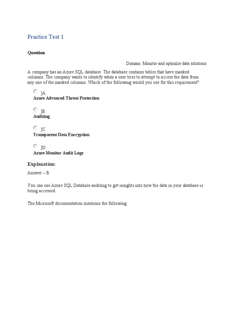 Azure SQL & Cosmos DB Practice Test | PDF | Databases | Database Index