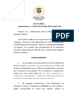 Conflicto competencia juzgados Cali y Bogotá