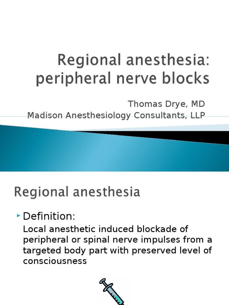 Peripheral Nerve Block Presentation Anesthesia Knee