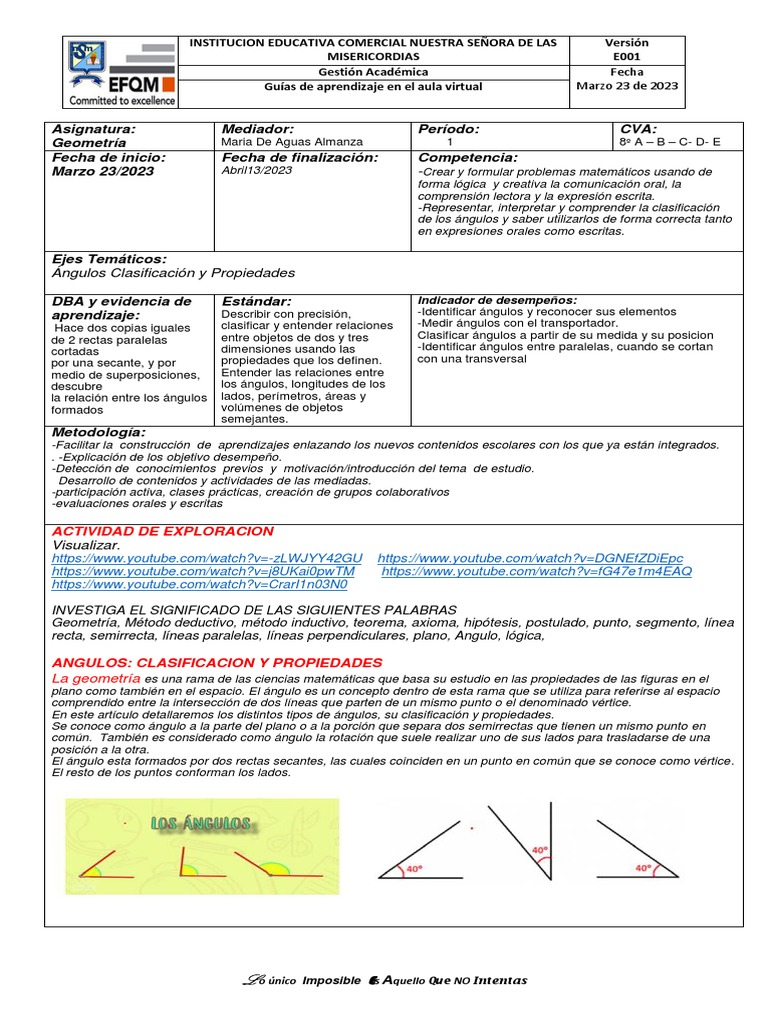 Guia Angulos | PDF | Ángulo | Geometría