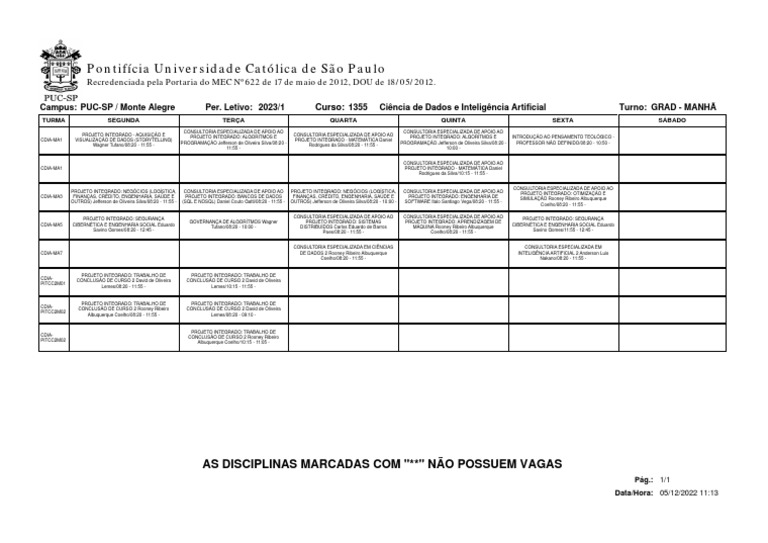 Grade Curricular: Ciência de Dados PUC-SP | PDF | Ciência cognitiva ...