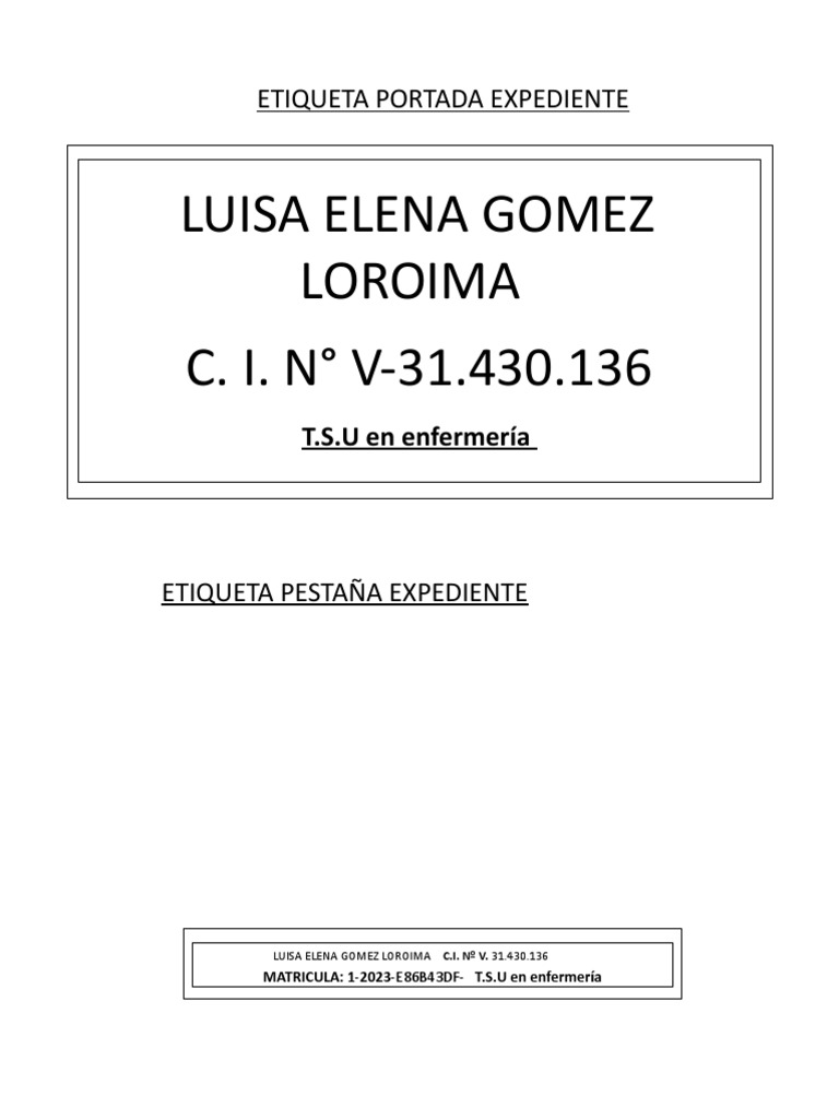 Etiquetas Expediente | PDF