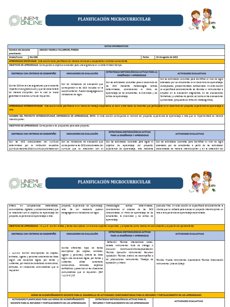 Plan Microcurricular: Estrategias y Evaluación | PDF | Plan de estudios ...