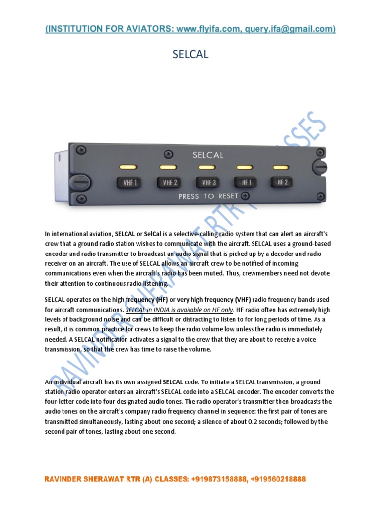 Selcal PDF Communication Radio Technology