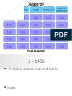 Jeopardy Questions on Movies, History, Music and Geography