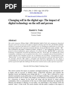 Changing Self in The Digital Age: The Impact of Digital Technology On The Self and Person