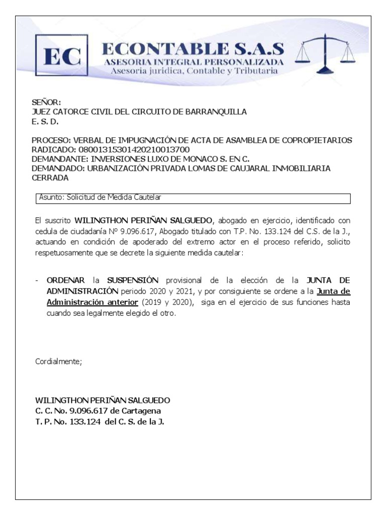 137-2021 Solicita Decretar Medida Cautelar | PDF