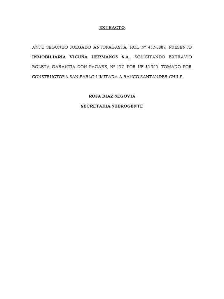 Solicitud de Extravio de Boleta de Garantía | PDF
