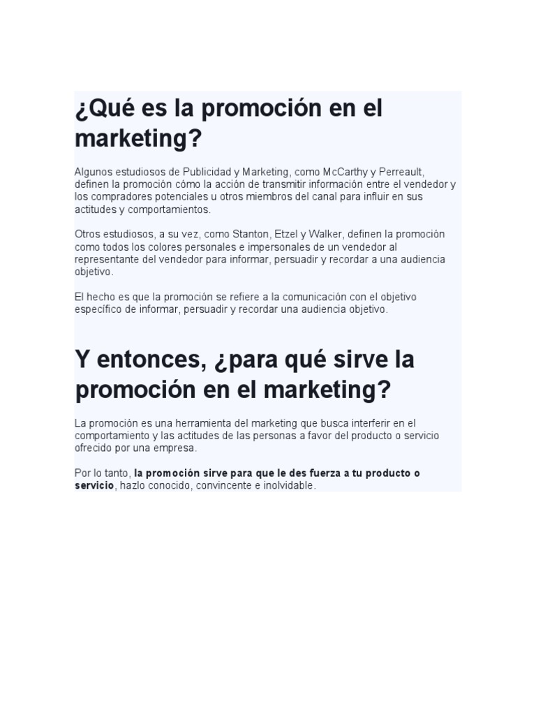 Qué Es La Promoción en El Marketing | PDF | Negocios | Ciencias sociales