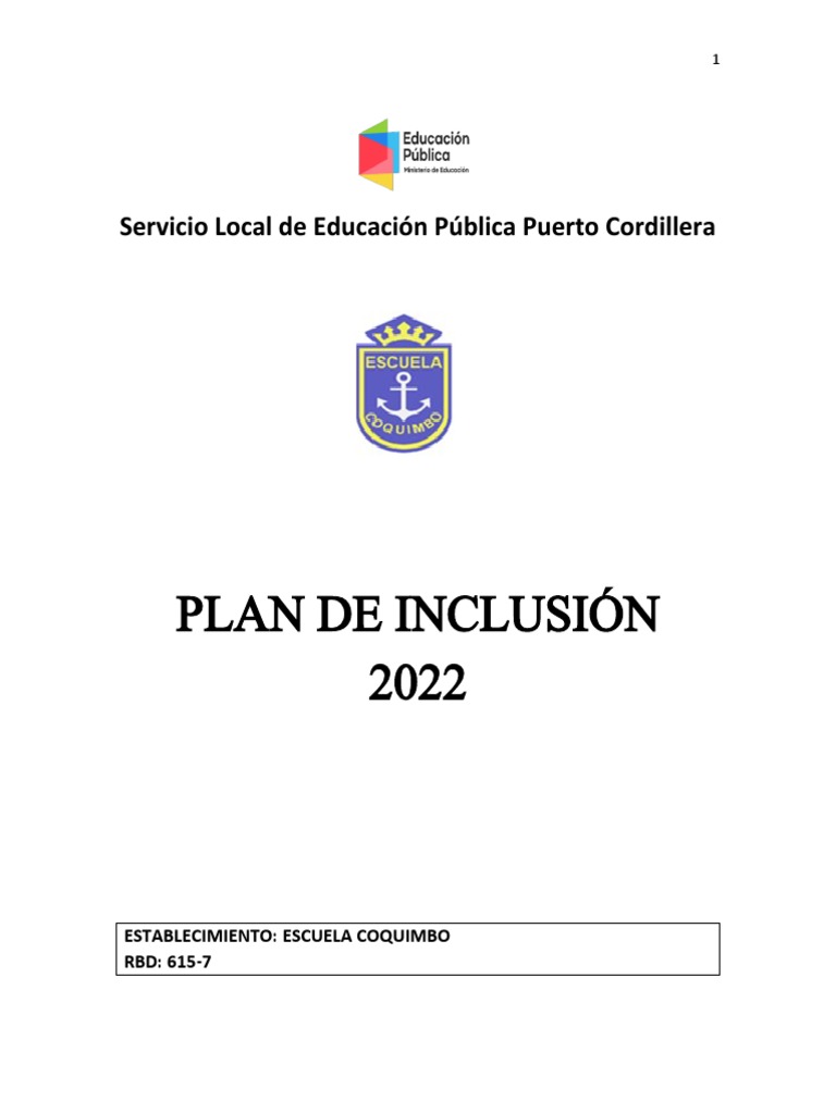 Plan de Inclusión Escolar Coquimbo 2022 | PDF | Discapacidad ...