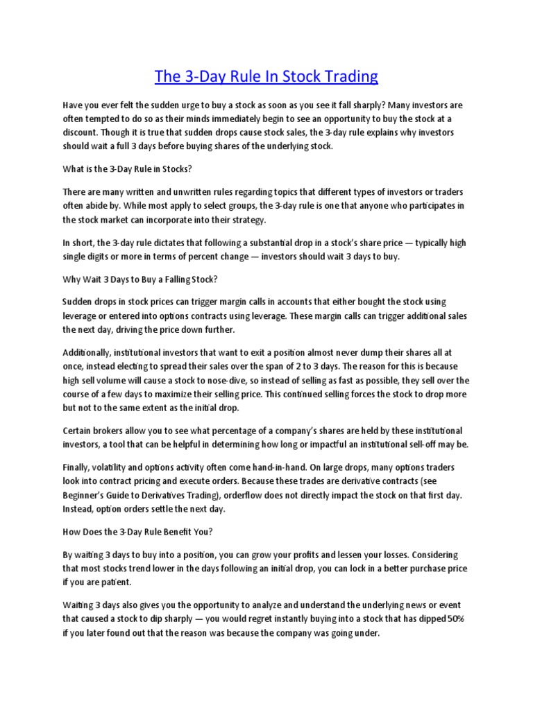The 3Day Rule in Stock Trading PDF Stocks Margin (Finance)
