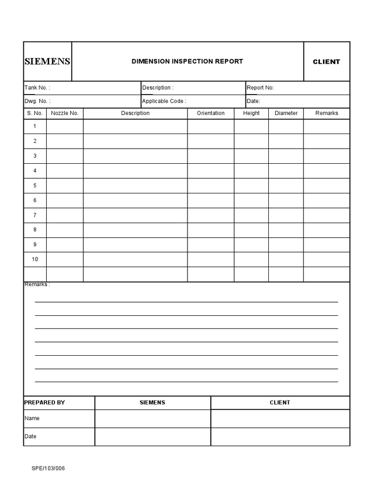 Dimensional Inspection Report PDF