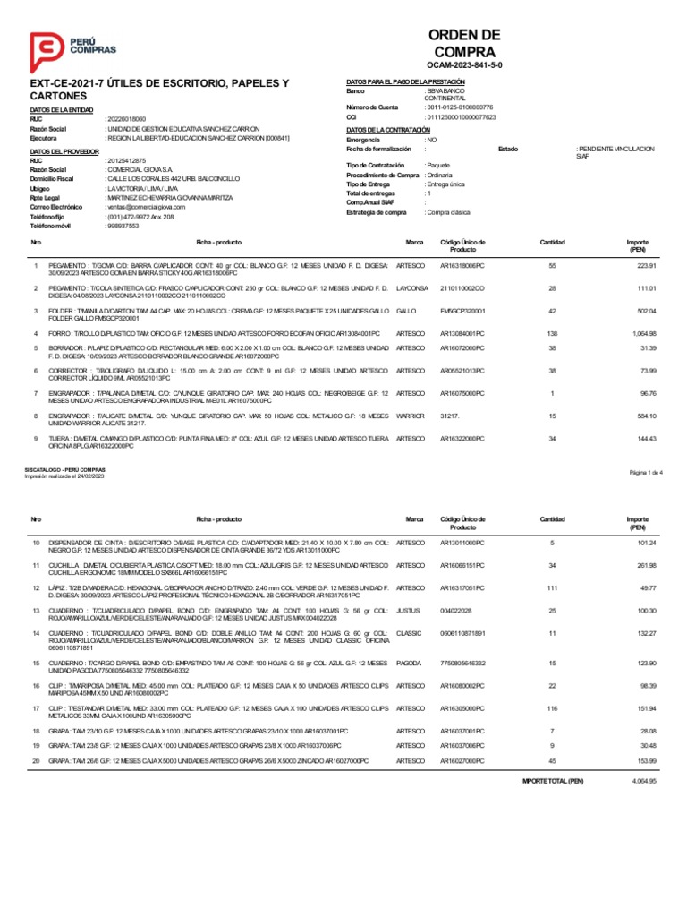 Orden de Compra Útiles de Oficina 2023 | PDF | Diseño gráfico ...
