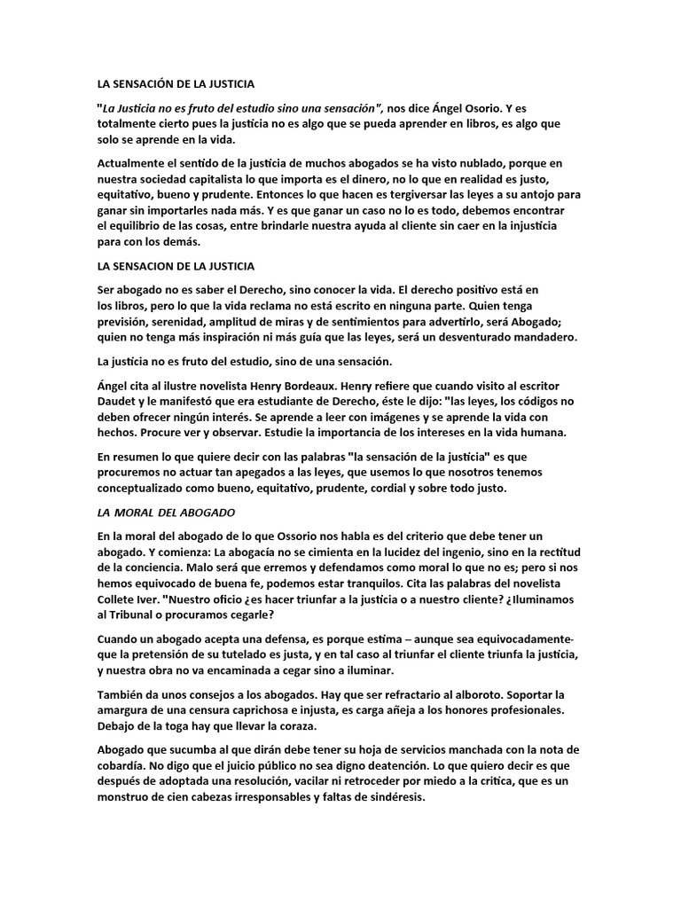 La Sensación de la Justicia en Abogacía | PDF | Justicia | Crimen y ...