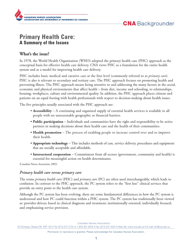 Primary Health Care Reform in Canada | PDF