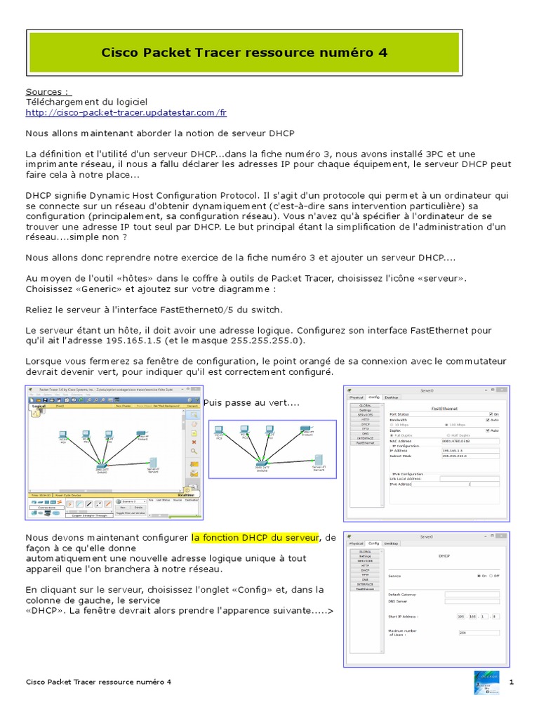Configuration DHCP avec Cisco Packet Tracer | PDF | Adresse IP ...