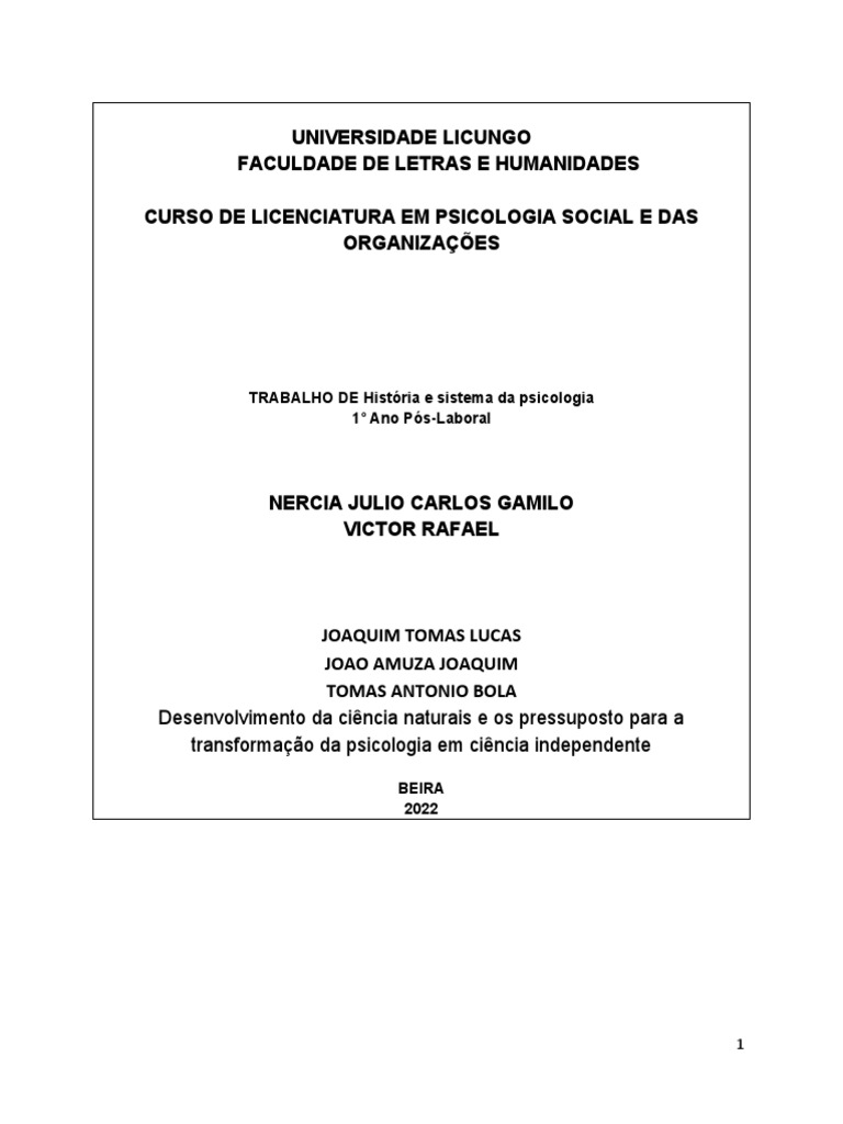 A Hist ria E Origem Da Ci ncia Da Psicologia HSP PDF Psicologia 