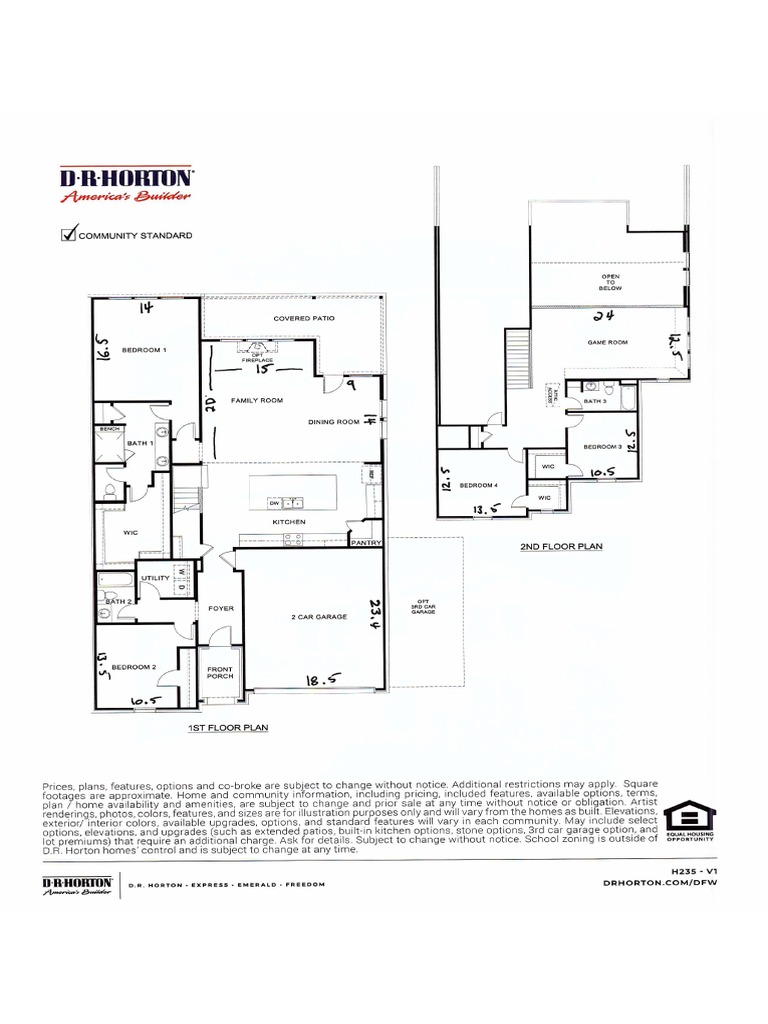 H235 Bastrop Approximate Room Sizes PDF