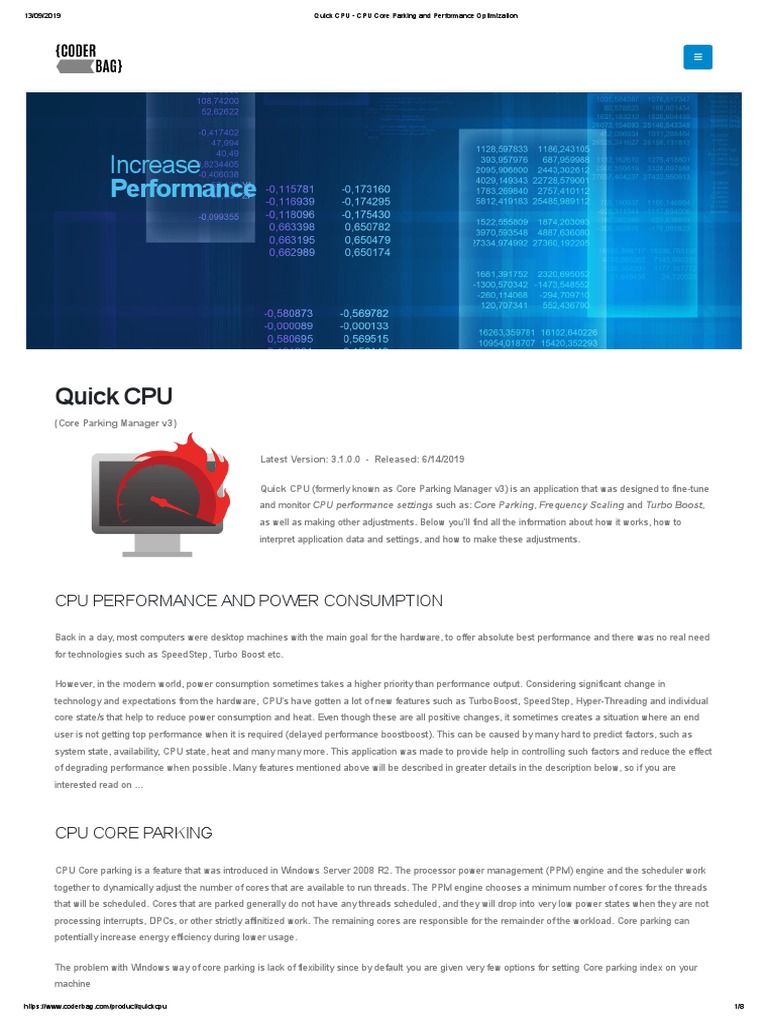 Quick cpu cpu core parking and performance optimization pdf