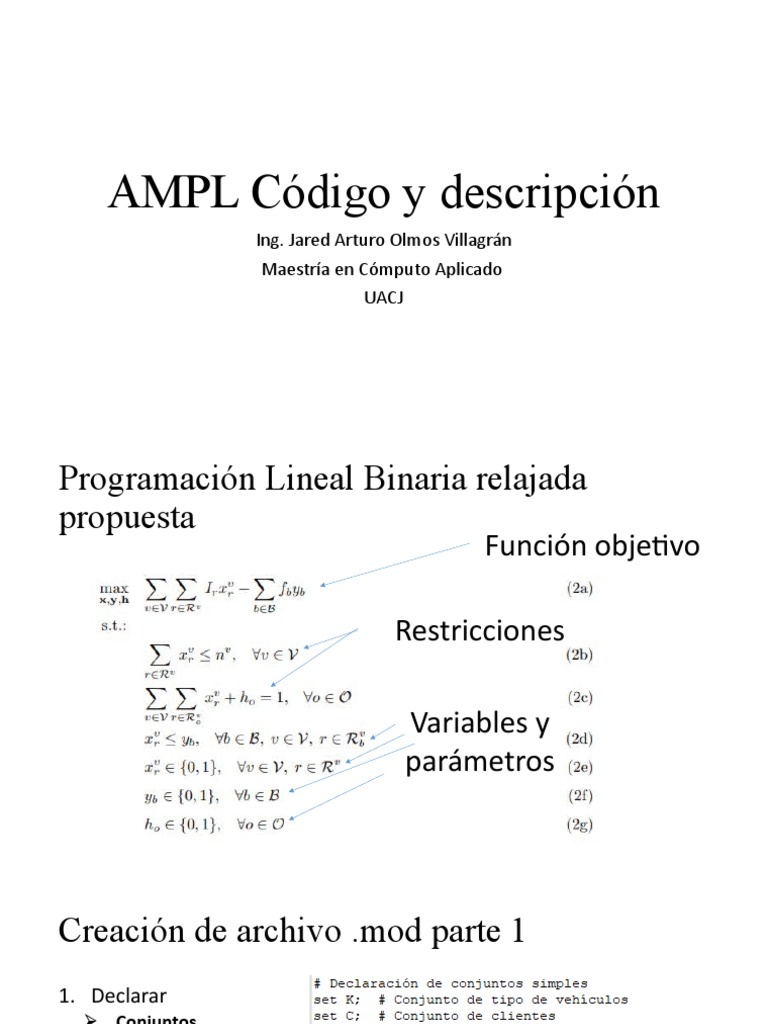 Presentacion de AMPL Con Modelo Relajado | PDF