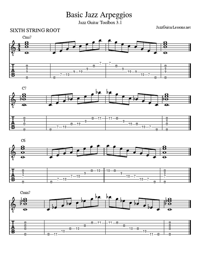 Jazz Guitar Toolbox 3.1 Basic Jazz Arpeggios PDF PDF Musical