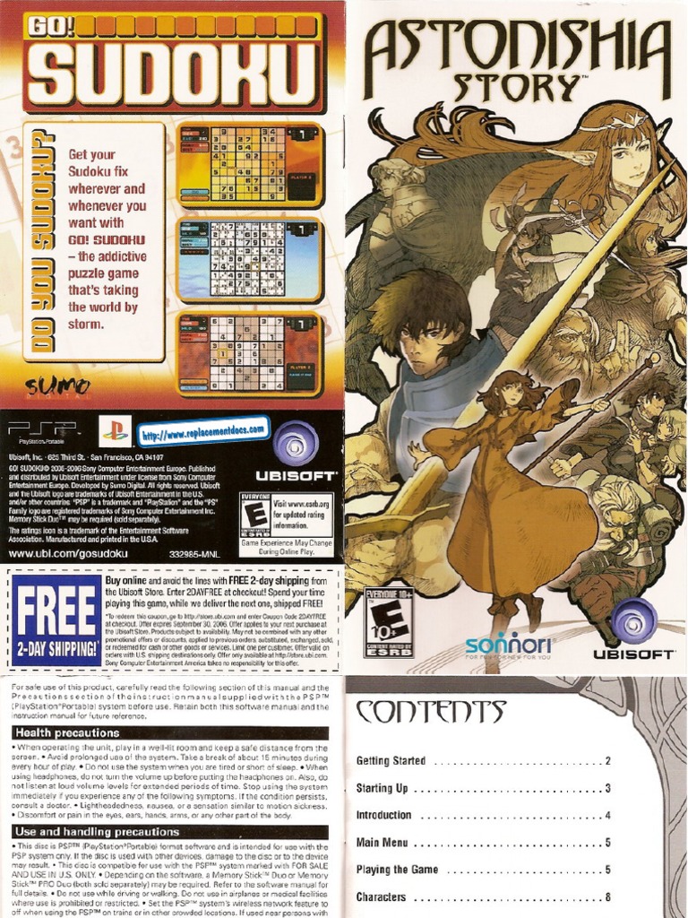 Jeu Astonishia Story Pour PSP (PAL) - Version 2006, Manuel Inclus, Bon état