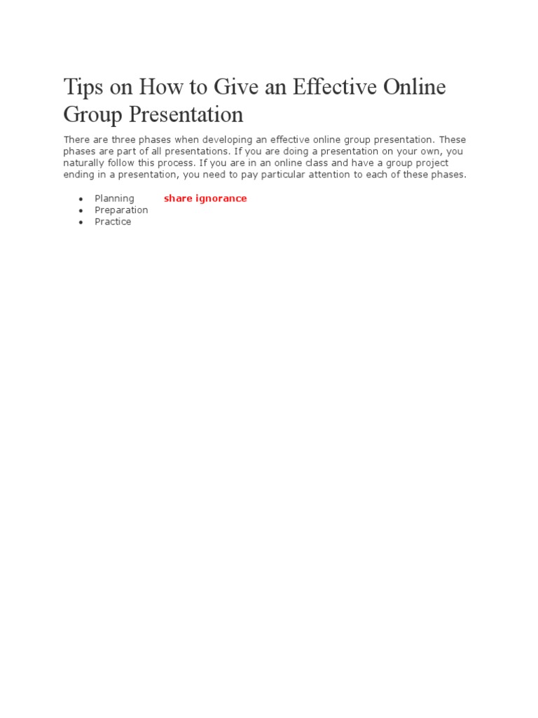 Effective Online Group Presentation Tips | PDF | Web Conferencing ...