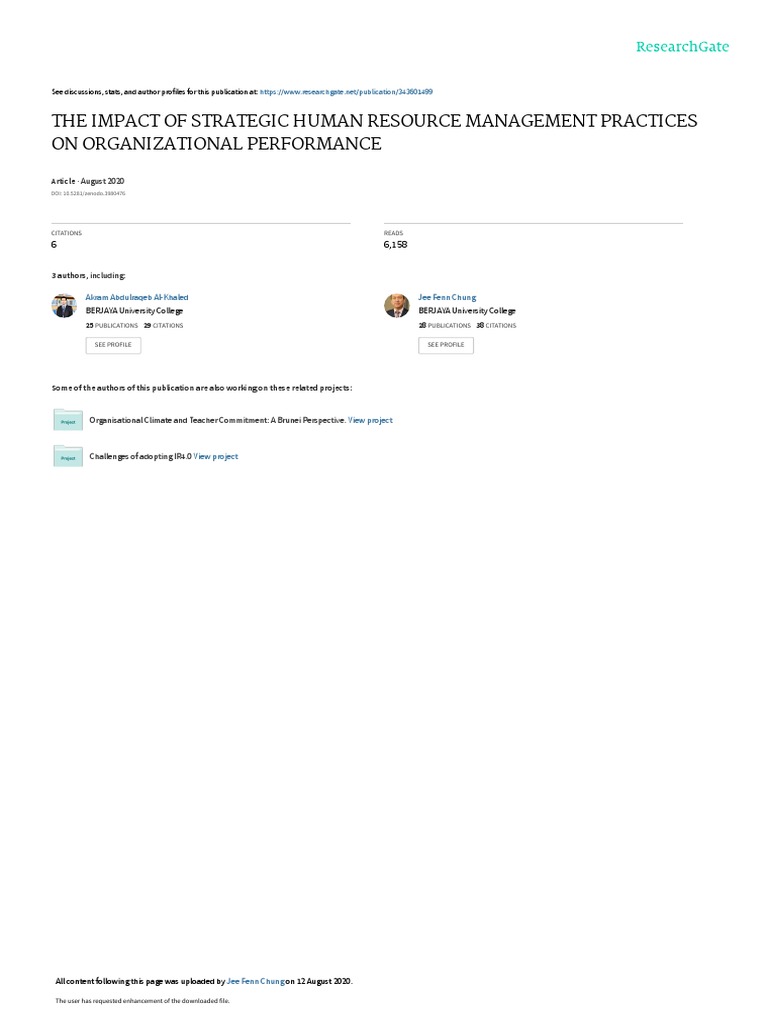 Strategic HRM Impact on Performance | PDF | Human Resource Management ...