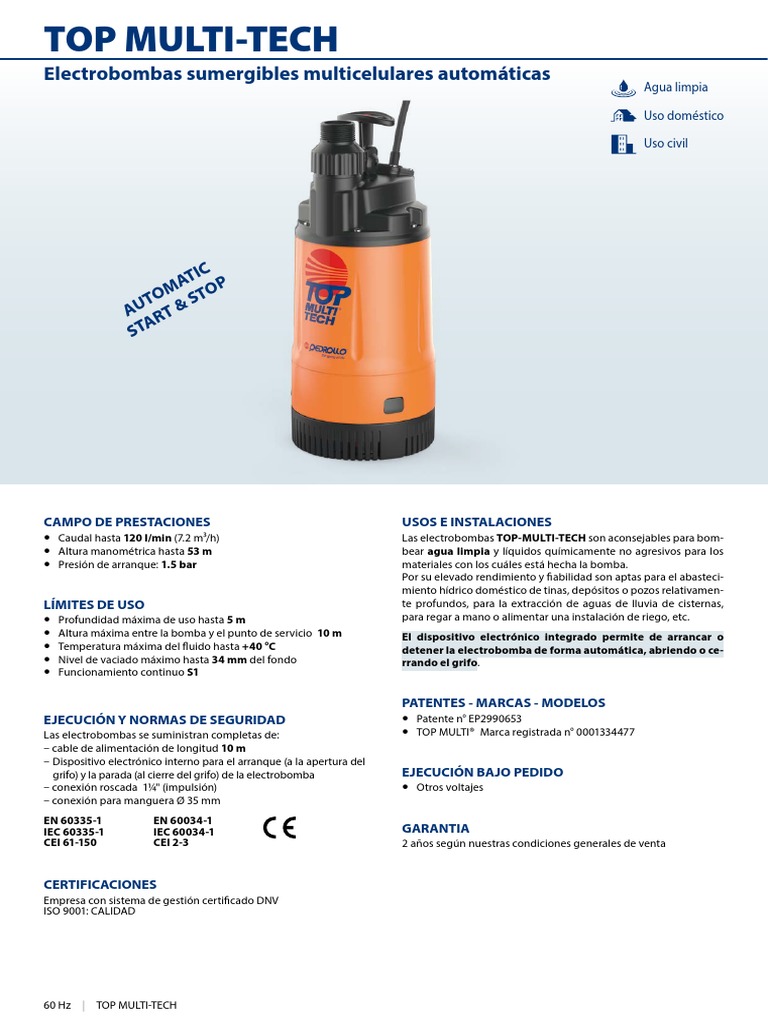 TOP MULTI-TECH - ES - 60Hz | PDF | Bomba | Ciencias fisicas
