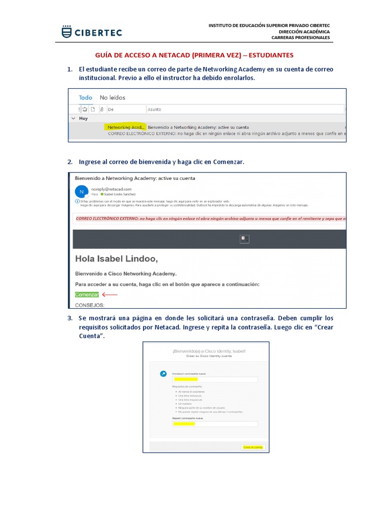Guía de Acceso a Netacad para Estudiantes | PDF