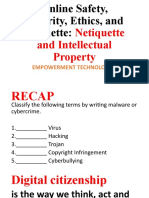Online Safety, Security, Ethics, and Netiquette and Intellectual Property 