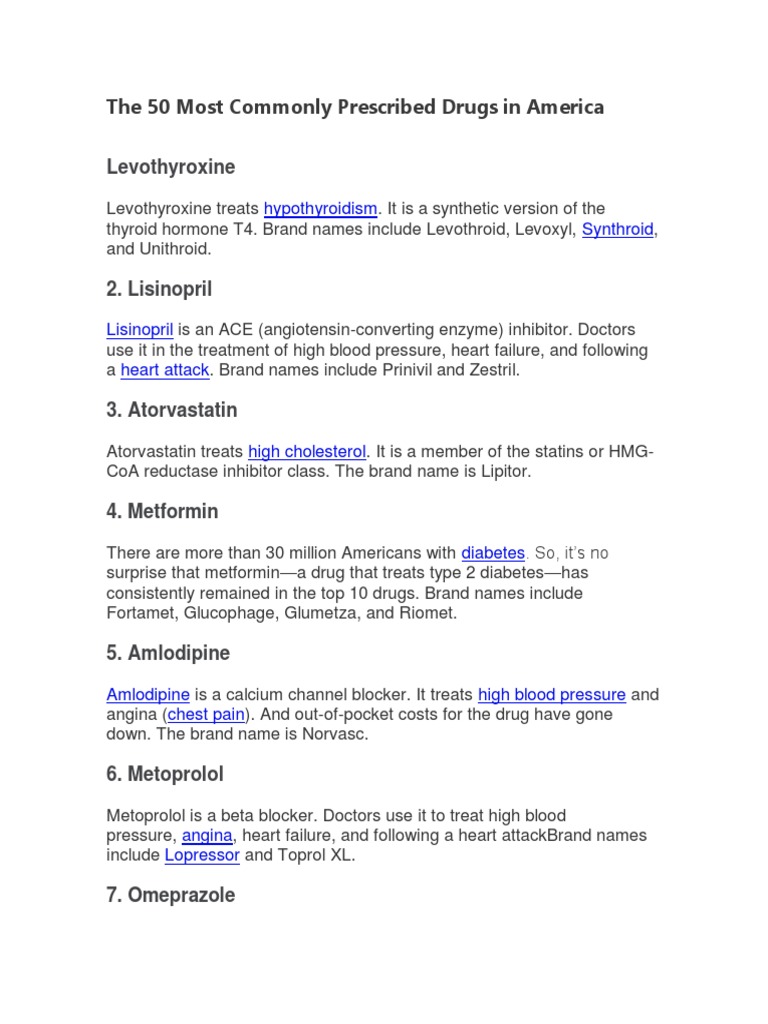 Top 50 Most Common Prescription Drugs | PDF | Drugs | World Health ...