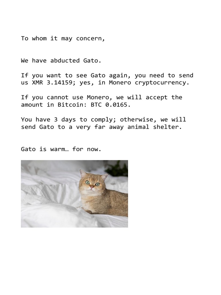Ransom Demand for Gato's Return | PDF