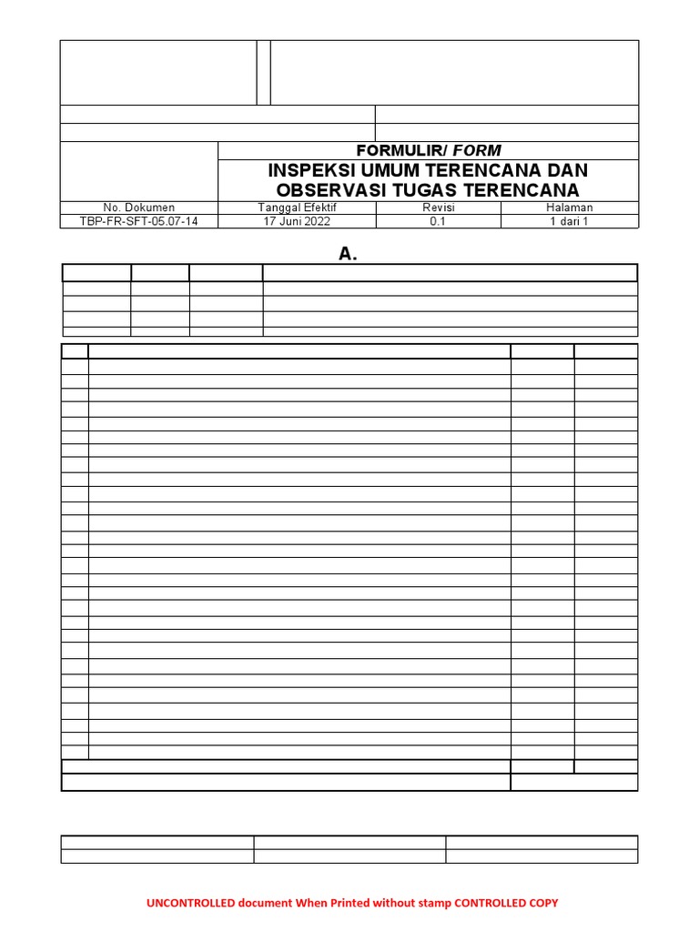 Formulir Inspeksi Umum Terencana | PDF