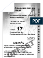 Prova Petrobras 2004 Eng Equip Junior Mecanica