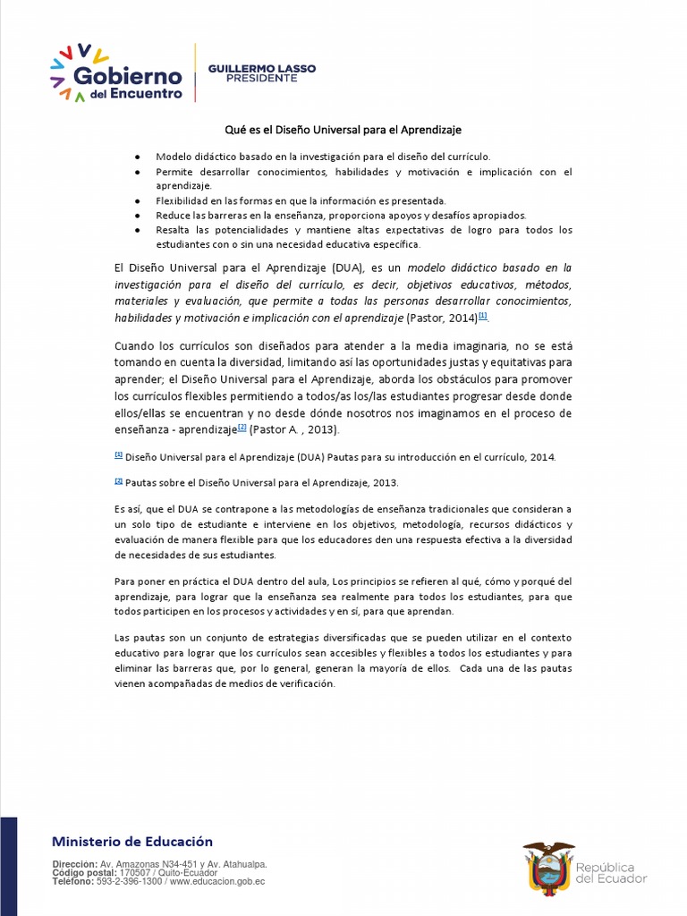 Diseño Universal para el Aprendizaje (DUA) | PDF | Plan de estudios ...