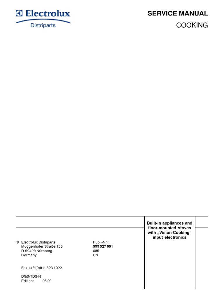 Electrolux Cooking Service Manual 1197292 PDF Oven Home Appliance