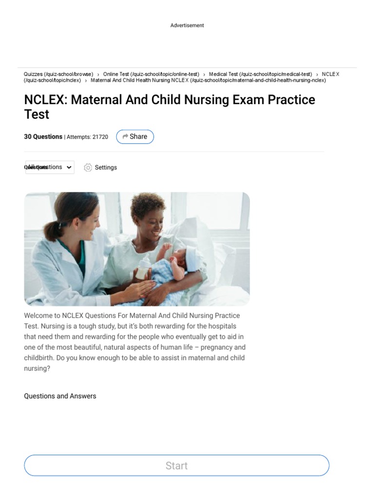 NCLEX Maternal and Child Nursing Exam Practice Test ProProfs Quiz