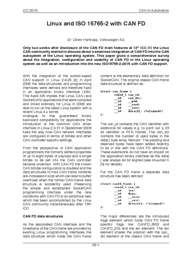 Linux CAN FD Integration Overview | PDF | Bit Rate | Computer Architecture