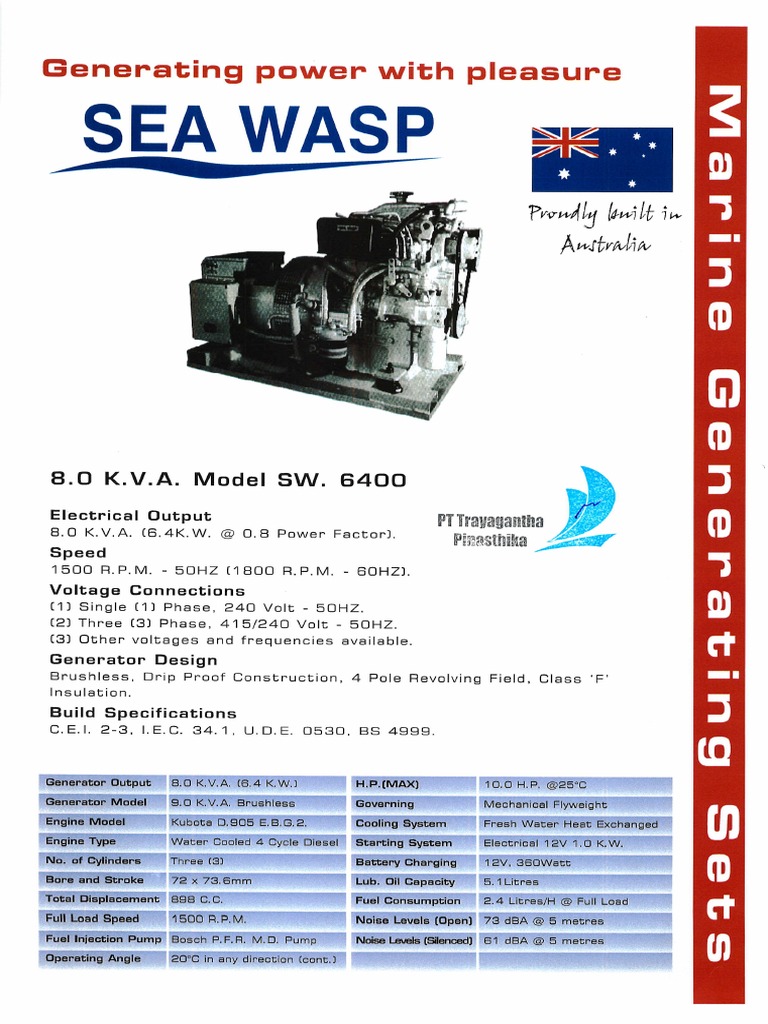 SW6400 Diesel Generator Overview | PDF | Electric Generator | Horsepower