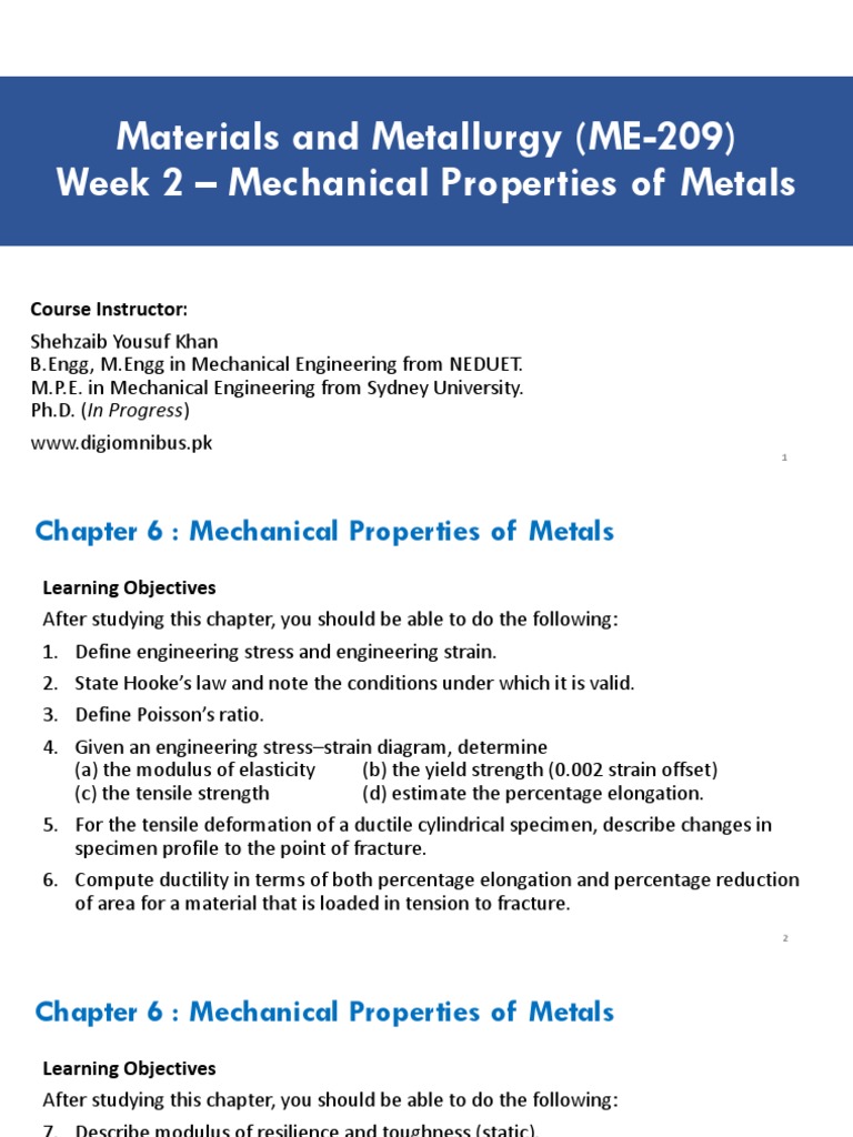 Mechanical Properties of Metals | PDF | Deformation (Engineering ...