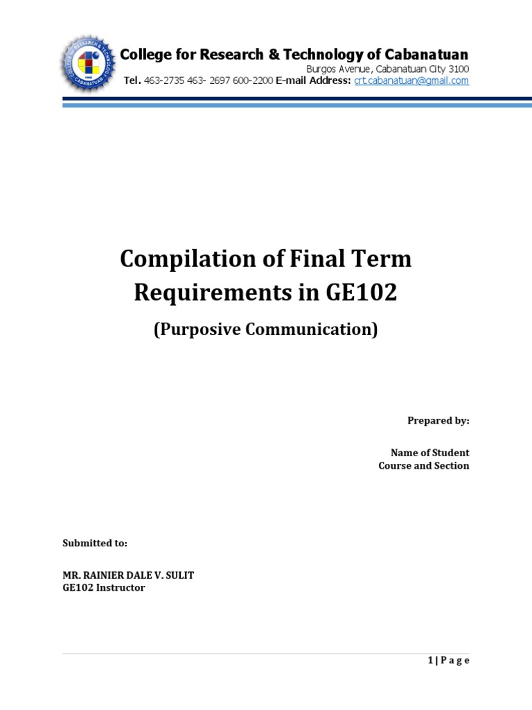 Sample Format In Ge 102 Pdf Learning Educational Technology