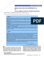 Craneotomía Minipterional para Clipaje de Aneurismas de La Circulación Anterior