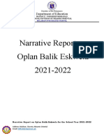 Narrative Report On Oplan Balik Eskwela For The School Year 2021