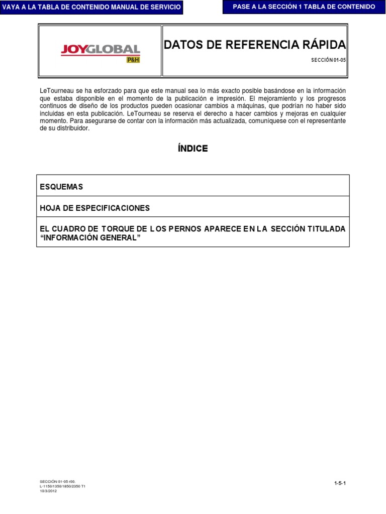 Section - 1-5 Quick Reference Data | PDF